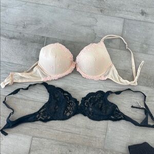 Ambrielle Pink and Black Lace Bras Intimates & Sleepwear